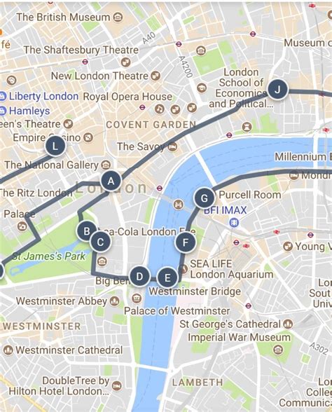 A Long Walk Of Famous London Landmarks Sightseeing Walking Tour Map And