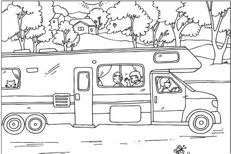 RV Camper Coloring Page Nest Of Posies