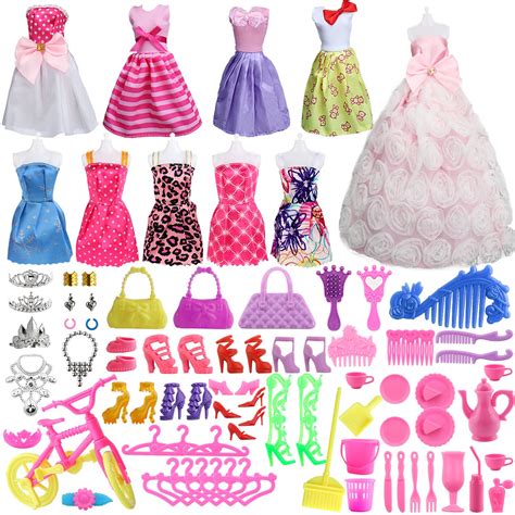 85 Pcs Barbie Doll Clothes Accessories Huge Lot Party Gown Outfits Girl T Set Ebay