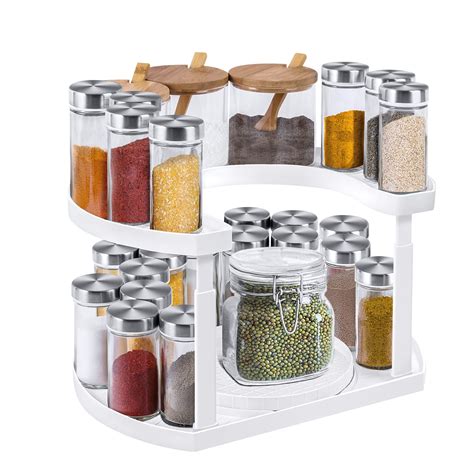 Buy Clastyle 2 Tier Rotating Spice Rack For Cupboard Adjustable Height