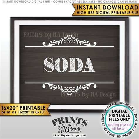 Soda Sign Pop Sign Wedding Beverage Station Drink Sign Bridal Shower