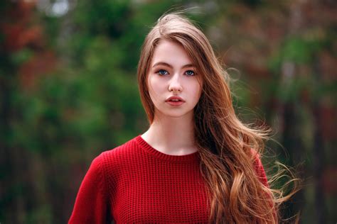 X Wreath Long Hair Woman Model Mood Bokeh Redhead Blue