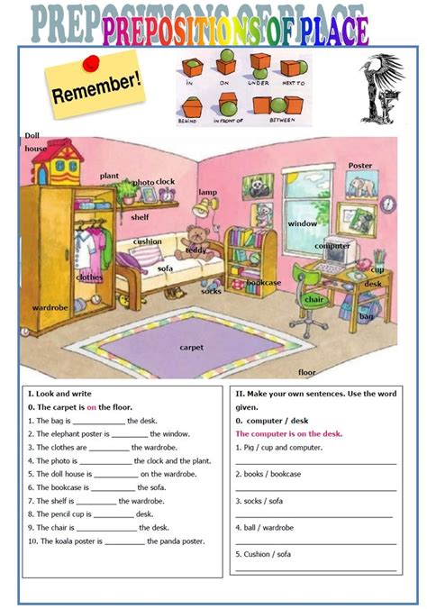 Then print, cut, and staple the pages together. Výsledek obrázku pro prepositions of place worksheet ...