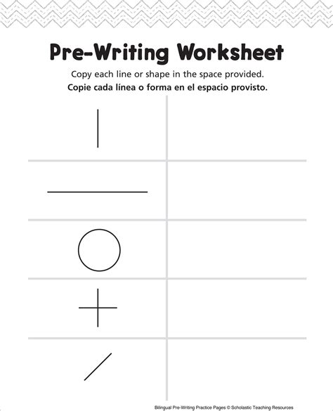 pre writing worksheet bilingual practice page pre