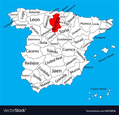 Burgos Map Spain Province Administrative Map Vector Image