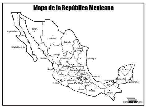 Mapa De La Rep Blica Mexicana Con Nombres Para Imprimir Republica