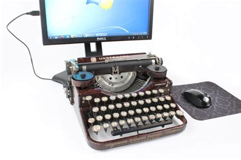 Usb Typewriter Computer Keyboard Underwood With Faux Wood Etsy