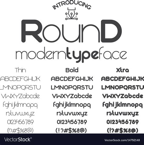 Modern Minimalistic Sans Serif Font Round Vector Image