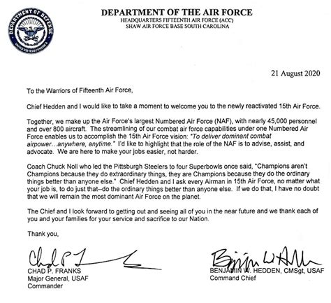 Air Force Spouse Letter Of Appreciation Letters Of Gratitude Letters