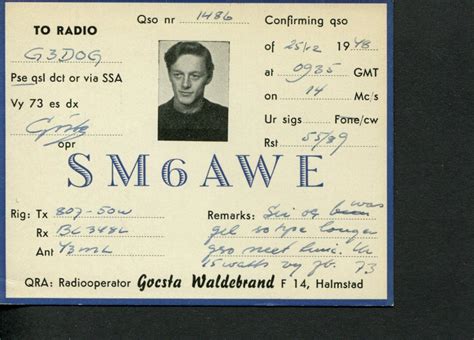 1 X Qsl Card Radio Sweden Sm6awe Halstad 1958 ≠ R610 Ebay