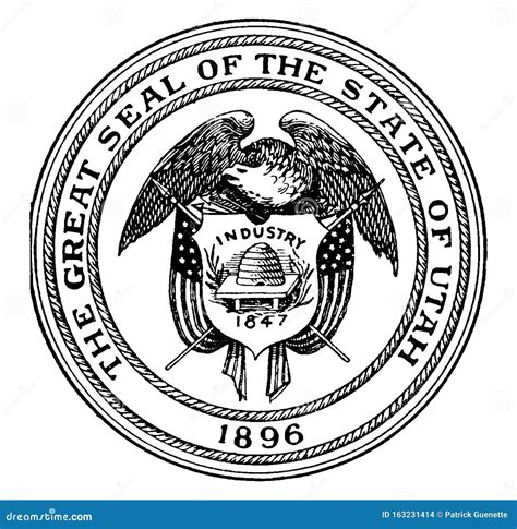 The Great Seal Of The State Of Utah 1896 Vintage Illustration Stock