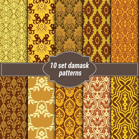Set Of Vector Elegant Damask Patterns Vintage Royal Patterns With A