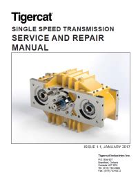 Tigercat Single Speed Transmission Service Repair Manua