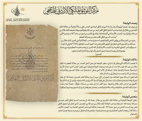 التوثيق الملكي يعرض وثيقة للذكرى 51 لوفاة الملك طلال بن عبد الله
