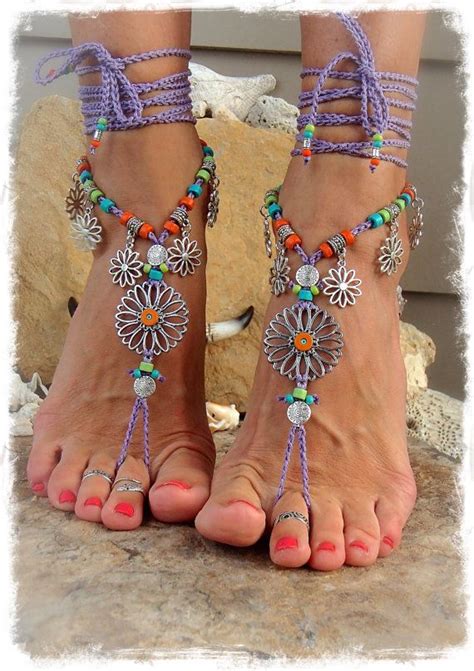 turquoise drop sunflower barefoot sandals hippie festival sandal cowgirl toe thongs wrap