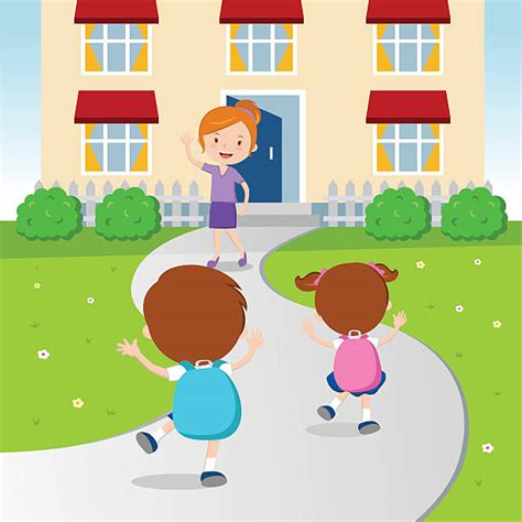 Kids Coming Home From School Illustrations Royalty Free Vector