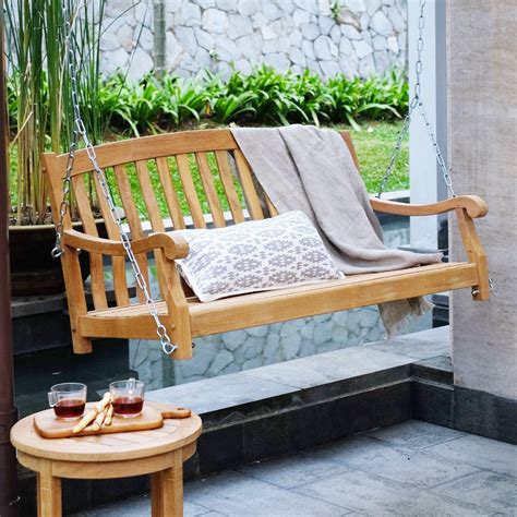 Sherwood Solid Teak Wood Outdoor Porch Swing