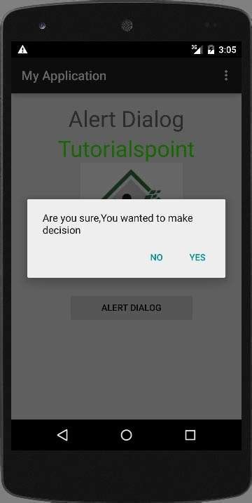 Android Alert Dialog Tutorialspoint