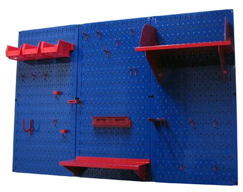 4ft Metal Pegboard Standard Tool Storage Kit Blue Toolboard And Red