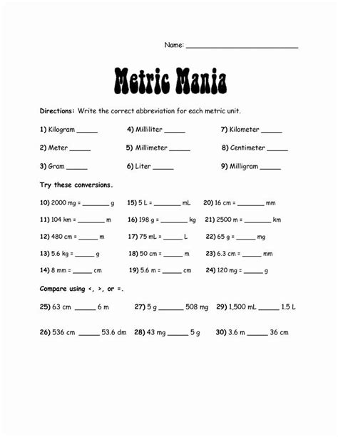 48 English To Metric Conversion Worksheet Chessmuseum Template