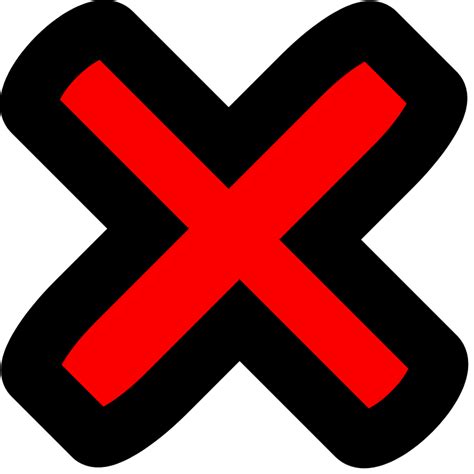 X Red Mark In Black Outline Clip Art Free Image Download