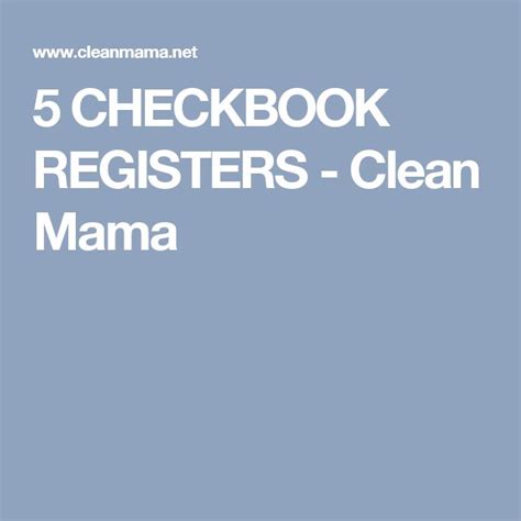 5 Checkbook Registers Clean Mama Clean Mama Checkbook Register