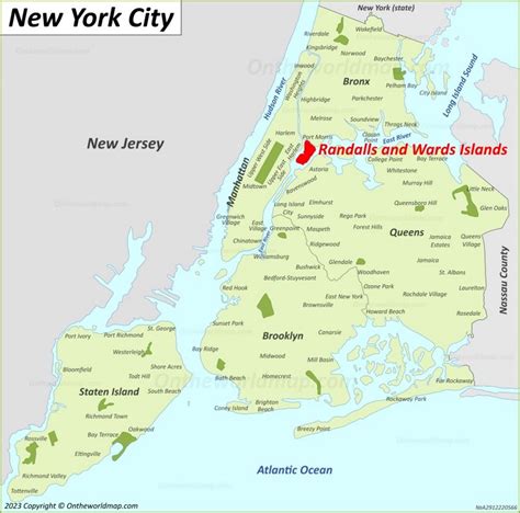 Randalls And Wards Islands Map Manhattan New York City Us