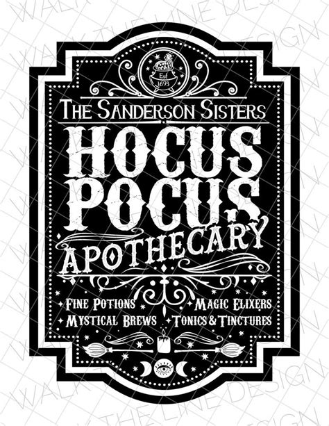 Hocus Pocus Apothecary The Sanderson Sisters Sublimation Etsy