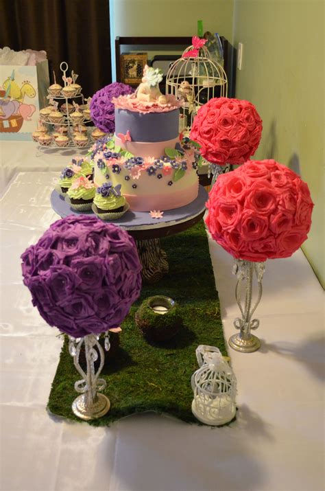 Flower Pom Pom Center Piece My Tia Made These Wedding Centerpieces