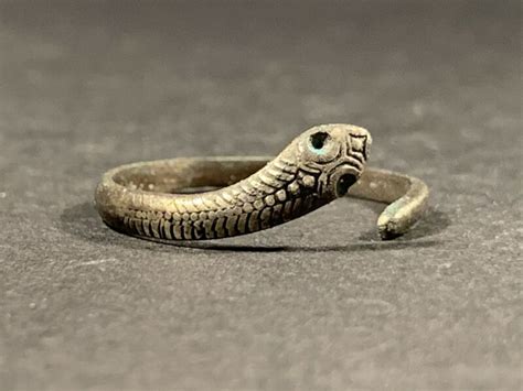 Highly Detailed Ancient Roman Senatorial Silver Serpent Ring Circa