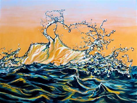 Beach Sea Splash Water Liquid Sunlit Canvas Acrylic Oil Art Painting