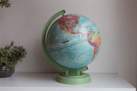 Vintage World Scholar Series Replogle Globe With Mint Green Stem And