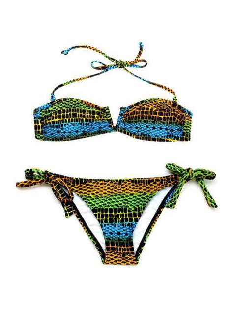 20 Off 2021 Bandeau Halter String Bikini Set In Colormix Zaful