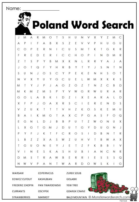 Poland Word Search Monster Word Search