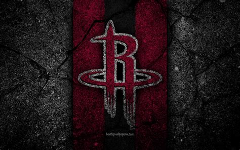 Download Wallpapers Houston Rockets Nba 4k Logo Black Stone