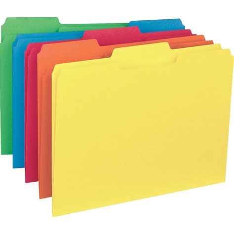 Business Source 13 Cut Colored Interior File Folders Assorted 100