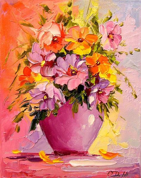 Buy A Bouquet Of Flowers In A Vase Oil Painting By Olha Darchuk On