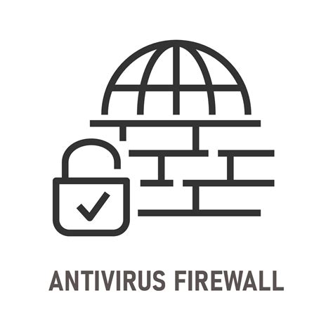 Antivirus Firewall Line Icon On White Background Editable Stroke