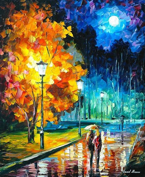 Romantic Night 2 Palette Knife Oil Painting On Canvas By Leonid Afremov Painting By Leonid Afremov