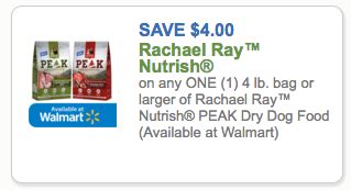 Discover the latest dog food promo codes and coupon codes: New $4/1 Rachael Ray Nutrish PEAK Dog Food Coupon = Only ...