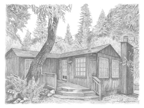 Pencil Drawings Of Log Cabins Cabin Drawing At Getdrawings Free