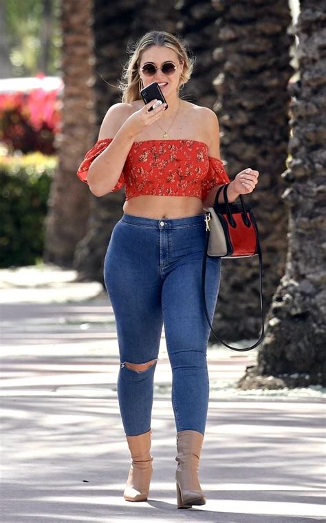 Iskra Lawrence Hollywood Model Modeling Career Tight Jeans Red Top