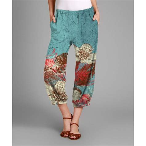 Sunflower Teal And Red Floral Capri Pants Floral Capri Pants Floral Print Pants Clothes Design