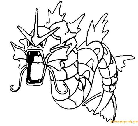Gyarados coloring page from generation i pokemon category. Gyarados Pokemon Coloring Page - Free Coloring Pages Online