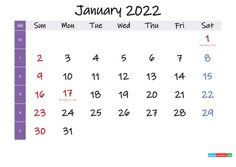 January 2022 Calendar Templates For Word Excel And Pdf Printable