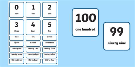 Printable Numbers 1 100 Flash Cards Visual Aid Numbers