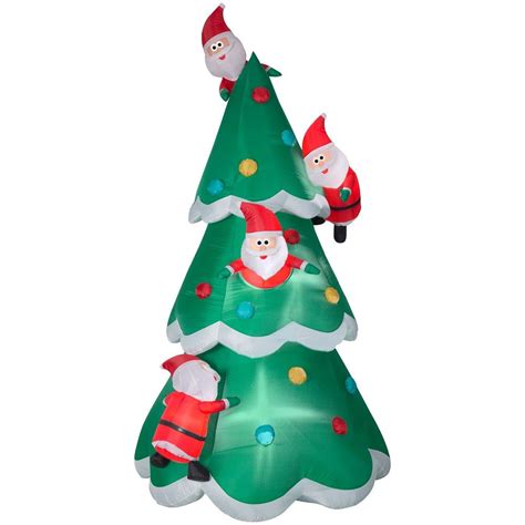 Gemmy Christmas Airblown Inflatable Christmas Tree Of Many Santas Scene