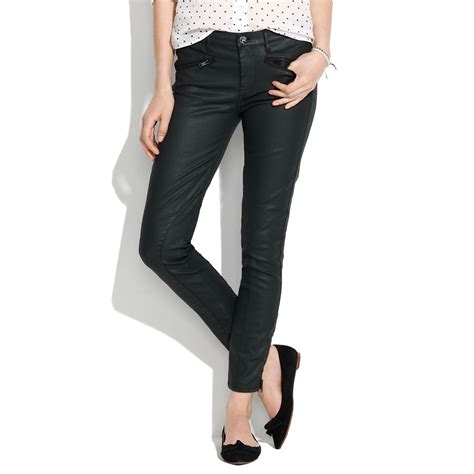 Madewell Skinny Skinny Ankle Coated Motorcycle Jeans In Black Lyst