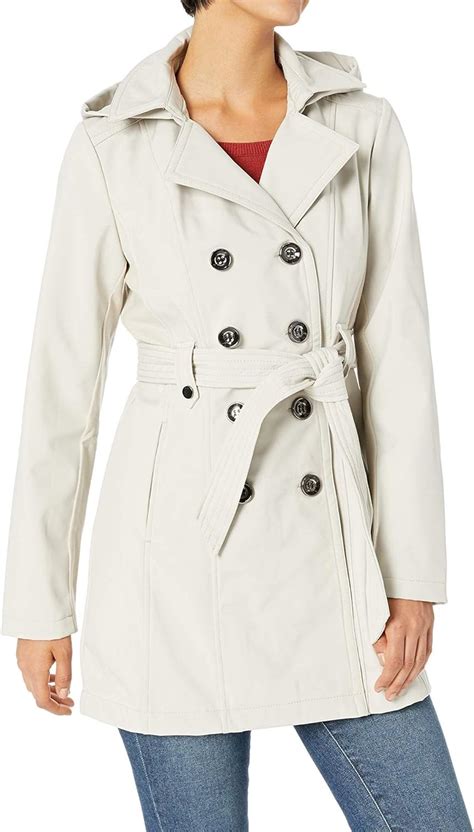 sebby collection women s soft shell trench coat water resistant with a detachable