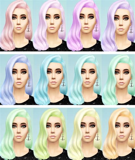 Ohmyglobsims Pastel Hair Recolors Long Wavy Classic Hairstyle Sims
